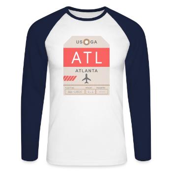 Flughafen Atlanta 1950 - Unisex Baseballshirt langarm - Weiß/Navy - Vorne - Nik (191cm)