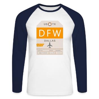 Flughafen Dallas 1950 - Unisex Baseballshirt langarm - Weiß/Navy - Vorne - Nik (191cm)