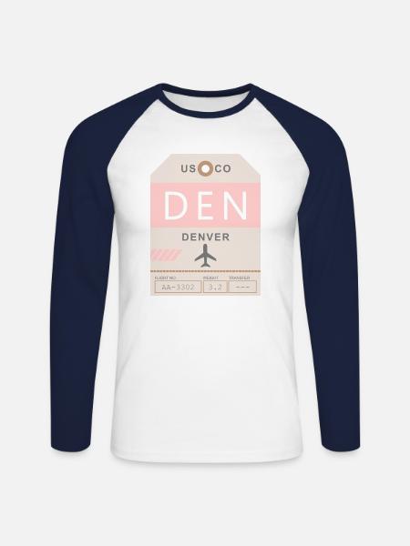 Flughafen Denver 1950 - Unisex Baseballshirt langarm - Weiß/Navy