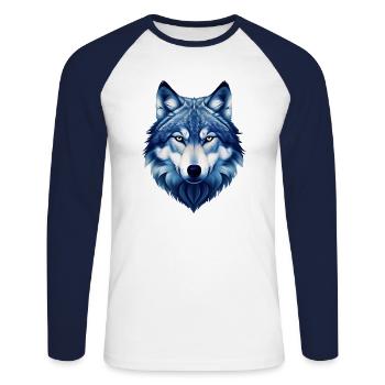 Wolf - Unisex Long Sleeve Baseball T-Shirt - white/navy - Front - Nik (191cm)