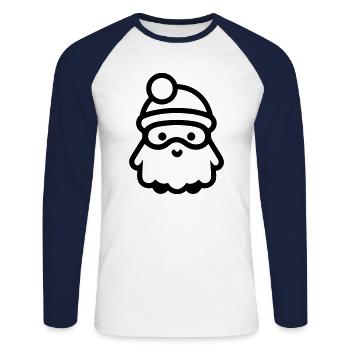 Petit pere noel - T-shirt baseball manches longues Homme - blanc/marine - Devant - Nik (191cm)