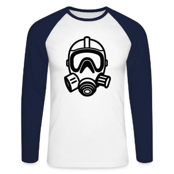 Masque a gaz - T-shirt baseball manches longues Homme - blanc/marine - Devant - Nik (191cm)