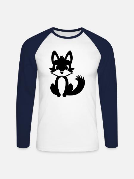 Renard - T-shirt baseball manches longues Homme - blanc/marine