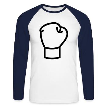 gant de boxe - T-shirt baseball manches longues Homme - blanc/marine - Devant - Nik (191cm)