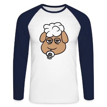 Sheep Baby Toddler Face Pacifier Child Head - Unisex Long Sleeve Baseball T-Shirt - white/navy - Front - Nik (191cm)