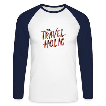 Reise Urlaub reisen Geschenk - Unisex Baseballshirt langarm - Weiß/Navy - Vorne - Nik (191cm)