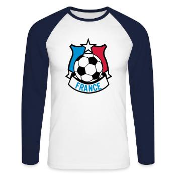 france foot supporter ecusson fanion - T-shirt baseball manches longues Homme - blanc/marine - Devant - Nik (191cm)
