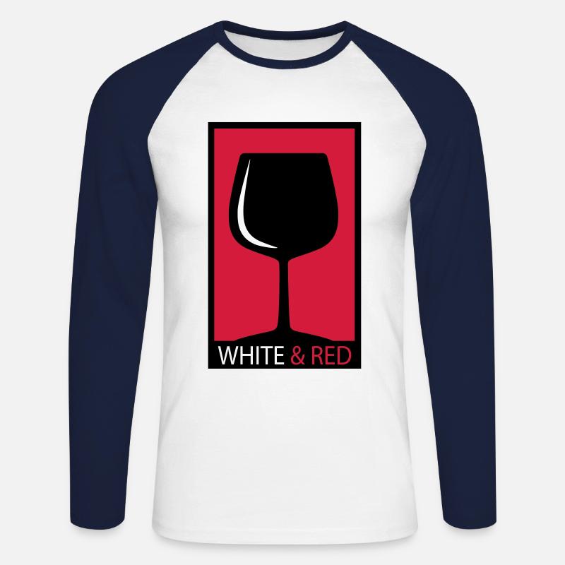 Weinglas - Unisex Baseballshirt langarm - Weiß/Navy