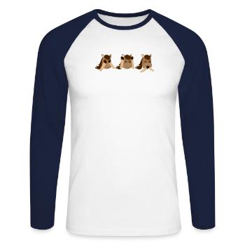 Horse Horse Horse - T-shirt baseball manches longues Homme - blanc/marine - Devant - Nik (191cm)