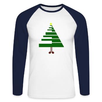 Piano Christmas Tree Christmas - T-shirt baseball manches longues Homme - blanc/marine - Devant - Nik (191cm)