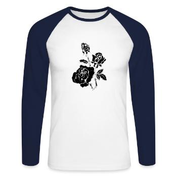 FLEURS DE ROSE NOIRE - T-shirt baseball manches longues Homme - blanc/marine - Devant - Nik (191cm)