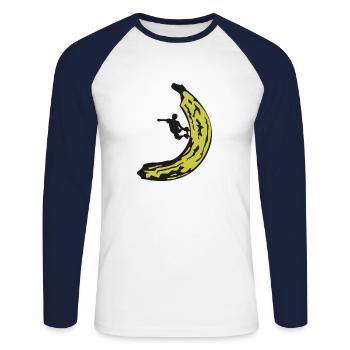 Banana Banana Surfer Surfing Boy Gift Trend - Unisex Long Sleeve Baseball T-Shirt - white/navy - Front - Nik (191cm)