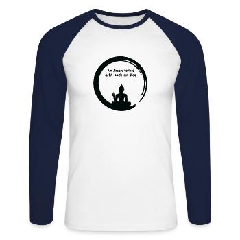 Sur le cul passant méditer méditer drôle - T-shirt baseball manches longues Homme - blanc/marine - Devant - Nik (191cm)