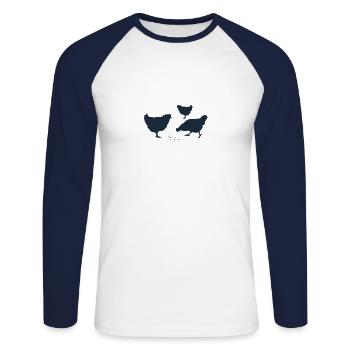 picorer des poulets - T-shirt baseball manches longues Homme - blanc/marine - Devant - Nik (191cm)