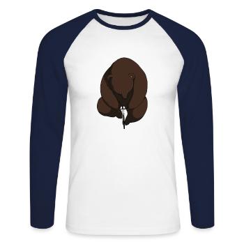 Vélo drôle ours brun ours grizzly - T-shirt baseball manches longues Homme - blanc/marine - Devant - Nik (191cm)