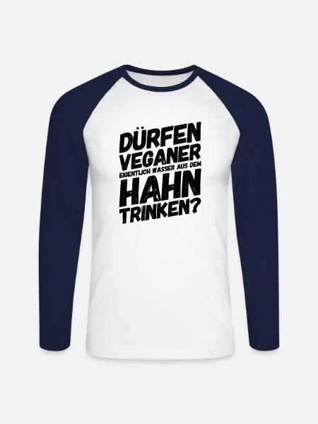 Veganer Provokation Lustige Sprüche - Unisex Baseballshirt langarm - Weiß/Navy