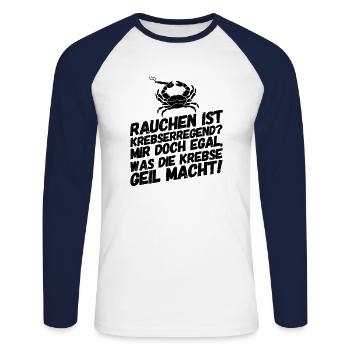 Provokation Raucher Rauchen Lustige Sprüche - Unisex Baseballshirt langarm - Weiß/Navy - Vorne - Nik (191cm)