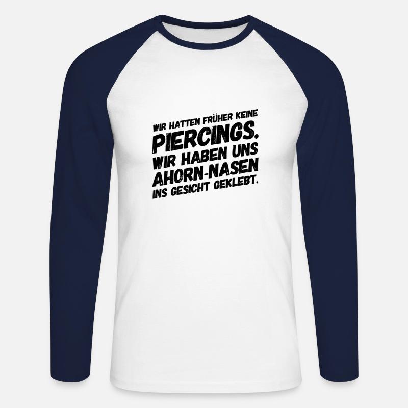 Lustige Witzige Sprüche Piercing - Unisex Baseballshirt langarm - Weiß/Navy