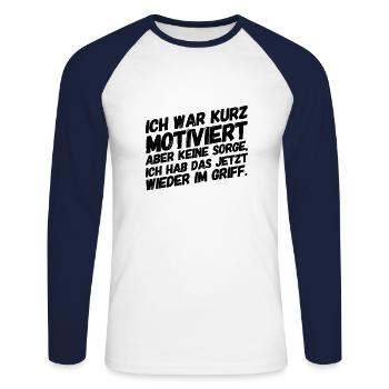 Bürohumor Büro Lustige Witzige Sprüche Unmotiviert - Unisex Baseballshirt langarm - Weiß/Navy - Vorne - Nik (191cm)