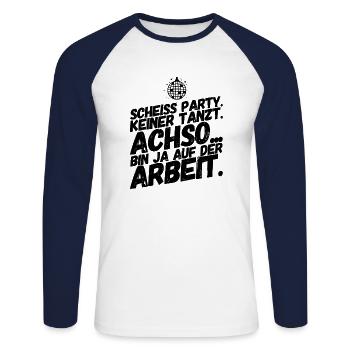 Bürohumor Büro Lustige Witzige Sprüche Party - Unisex Baseballshirt langarm - Weiß/Navy - Vorne - Nik (191cm)