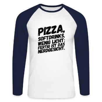 Nerd Nerdy Geek Lustige Sprüche Nerdgesicht - Unisex Baseballshirt langarm - Weiß/Navy - Vorne - Nik (191cm)
