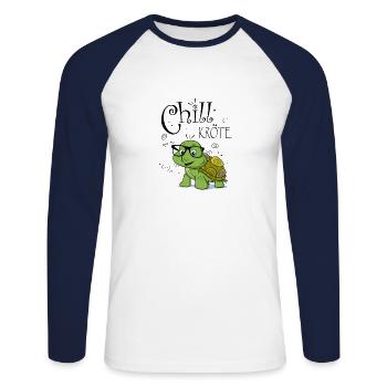 Lustige Schildkröte Chillkröte T-shirts Geschenk - Unisex Baseballshirt langarm - Weiß/Navy - Vorne - Nik (191cm)