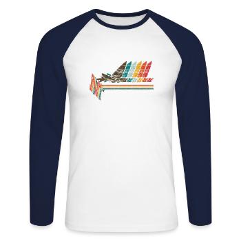 Herzschlag Windsurfer Windsurfen Vintage Geschenke - Unisex Baseballshirt langarm - Weiß/Navy - Vorne - Nik (191cm)