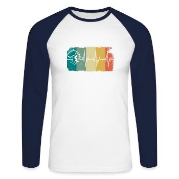 Surfer heartbeat surfing vintage surfer heartbeat - Unisex Long Sleeve Baseball T-Shirt - white/navy - Front - Nik (191cm)