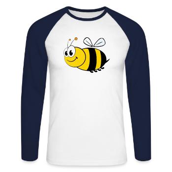 grosse abeille - T-shirt baseball manches longues Homme - blanc/marine - Devant - Nik (191cm)