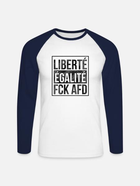 FCK AFD Anit AFD - Unisex Long Sleeve Baseball T-Shirt - white/navy