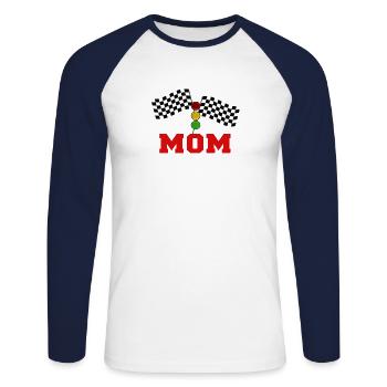 Mom Pit Crew Racing Drifting Race - Unisex Baseballshirt langarm - Weiß/Navy - Vorne - Nik (191cm)