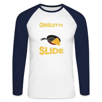 Funny Egg Puns Breakfast Omelette That Slide - Unisex Long Sleeve Baseball T-Shirt - white/navy - Front - Nik (191cm)