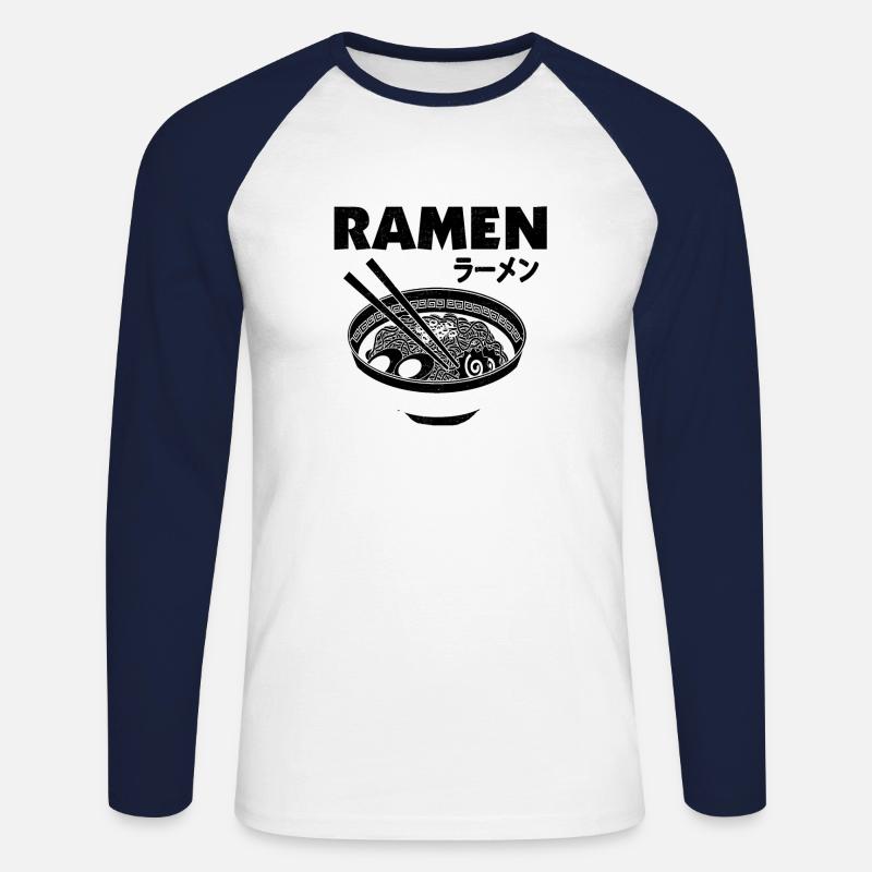 Ramen - Unisex Baseballshirt langarm - Weiß/Navy
