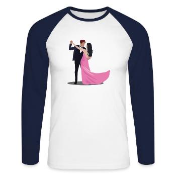 Dancing Silhouette Couple Dancers Romantic Dance - Unisex Baseballshirt langarm - Weiß/Navy - Vorne - Nik (191cm)