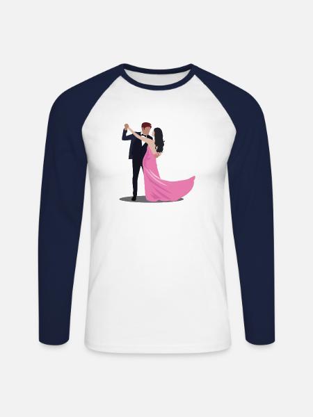Dancing Silhouette Couple Dancers Romantic Dance - Unisex Baseballshirt langarm - Weiß/Navy
