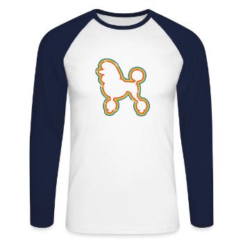 Amant Caniche Chien Style Rétro Caniche - T-shirt baseball manches longues Homme - blanc/marine - Devant - Nik (191cm)