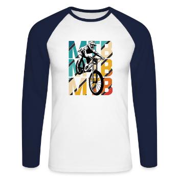 MTB Vintage Fahrrad Fans Geschenk Jungs Jugend Fah - Unisex Baseballshirt langarm - Weiß/Navy - Vorne - Nik (191cm)