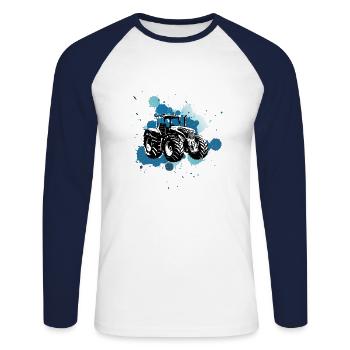 Traktor Retro Traktor Vintage Bauer Landwirt Gesch - Unisex Baseballshirt langarm - Weiß/Navy - Vorne - Nik (191cm)