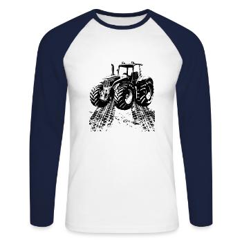 Traktor Retro Traktor Vintage Bauer Landwirt Gesch - Unisex Baseballshirt langarm - Weiß/Navy - Vorne - Nik (191cm)