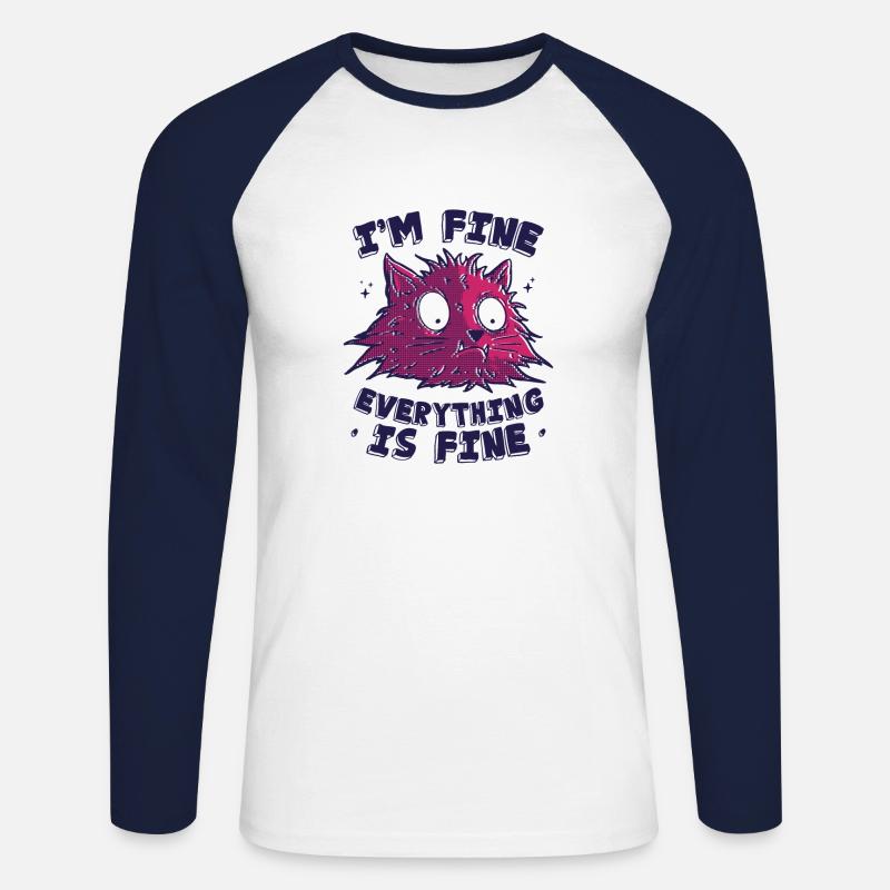 I'm Fine Everything Is Fine - Unisex Baseballshirt langarm - Weiß/Navy