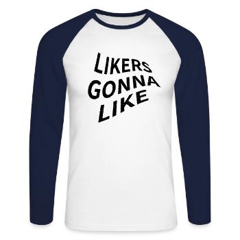 Likers gonna like black and white grunge - Unisex Long Sleeve Baseball T-Shirt - white/navy - Front - Nik (191cm)