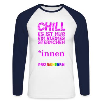 Gift Idea Gendering Feminism Queer - Unisex Long Sleeve Baseball T-Shirt - white/navy - Front - Nik (191cm)