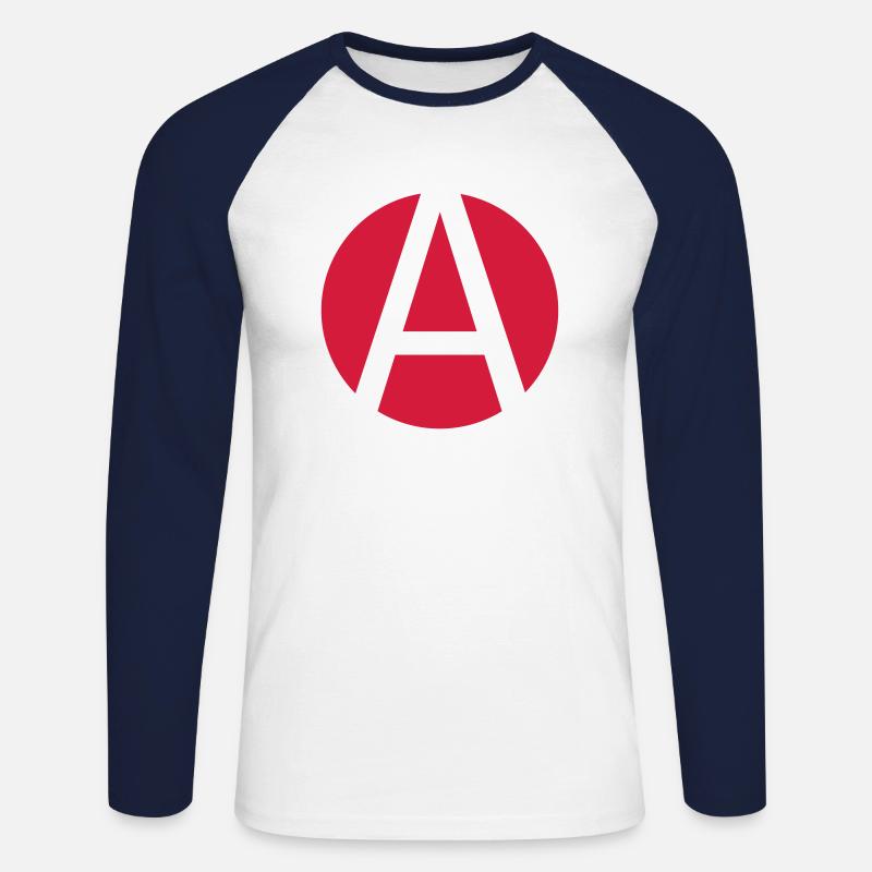 rotes A - Unisex Baseballshirt langarm - Weiß/Navy