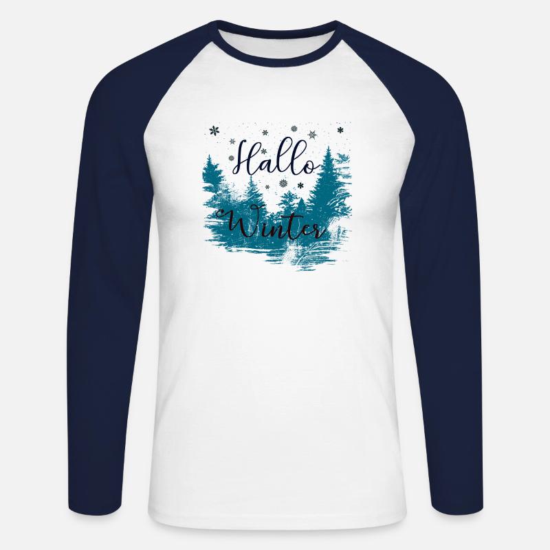 Winter - Unisex Baseballshirt langarm - Weiß/Navy