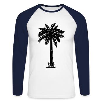 palme silhouette - T-shirt baseball manches longues Homme - blanc/marine - Devant - Nik (191cm)