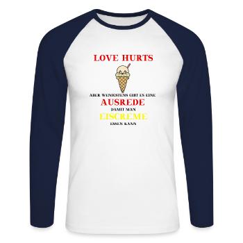Eis Eiscreme Eistüte Geschenkidee lustig Trennung - Unisex Baseballshirt langarm - Weiß/Navy - Vorne - Nik (191cm)