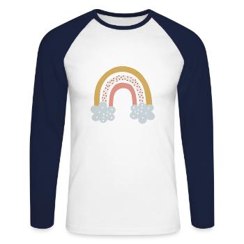 Arc-en-ciel Espoir avec nuages conception d’enfants - T-shirt baseball manches longues Homme - blanc/marine - Devant - Nik (191cm)