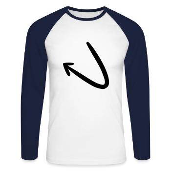Flèche dessin croquis noir - T-shirt baseball manches longues Homme - blanc/marine - Devant - Nik (191cm)