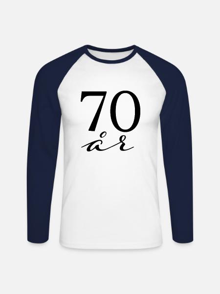 70 ans - T-shirt baseball manches longues Homme - blanc/marine