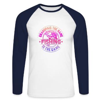 fish, fish, fishing, lake, sea, fishing, fauna, exotic - Unisex Long Sleeve Baseball T-Shirt - white/navy - Front - Nik (191cm)